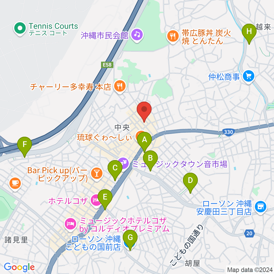 ジターヌ周辺のコンビニエンスストア一覧地図