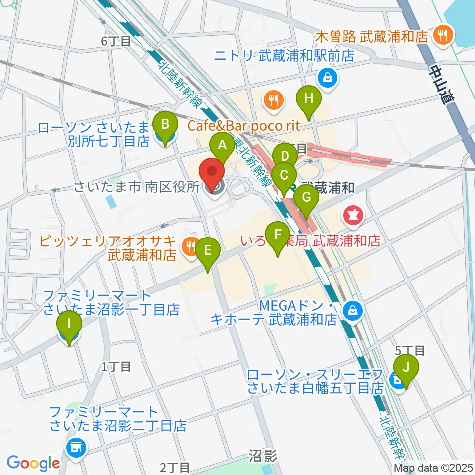 武蔵浦和コミュニティセンター周辺のコンビニエンスストア一覧地図