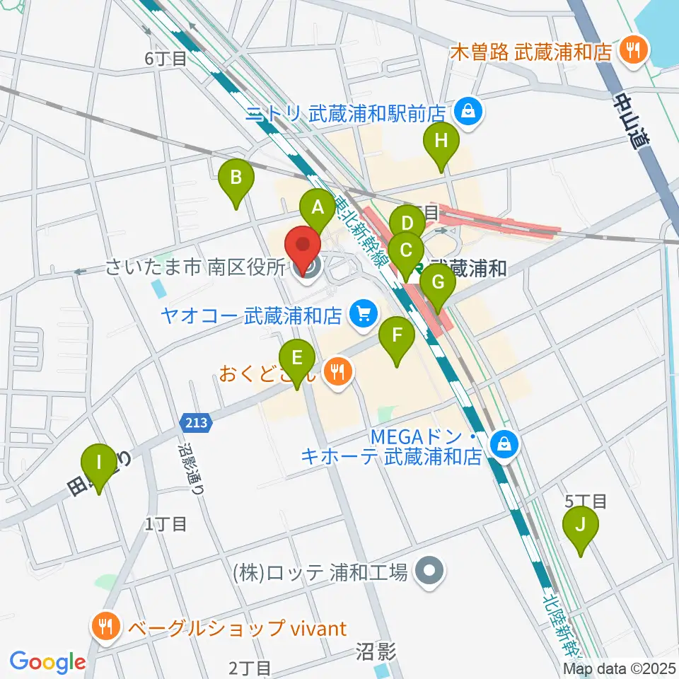 武蔵浦和コミュニティセンター周辺のコンビニエンスストア一覧地図