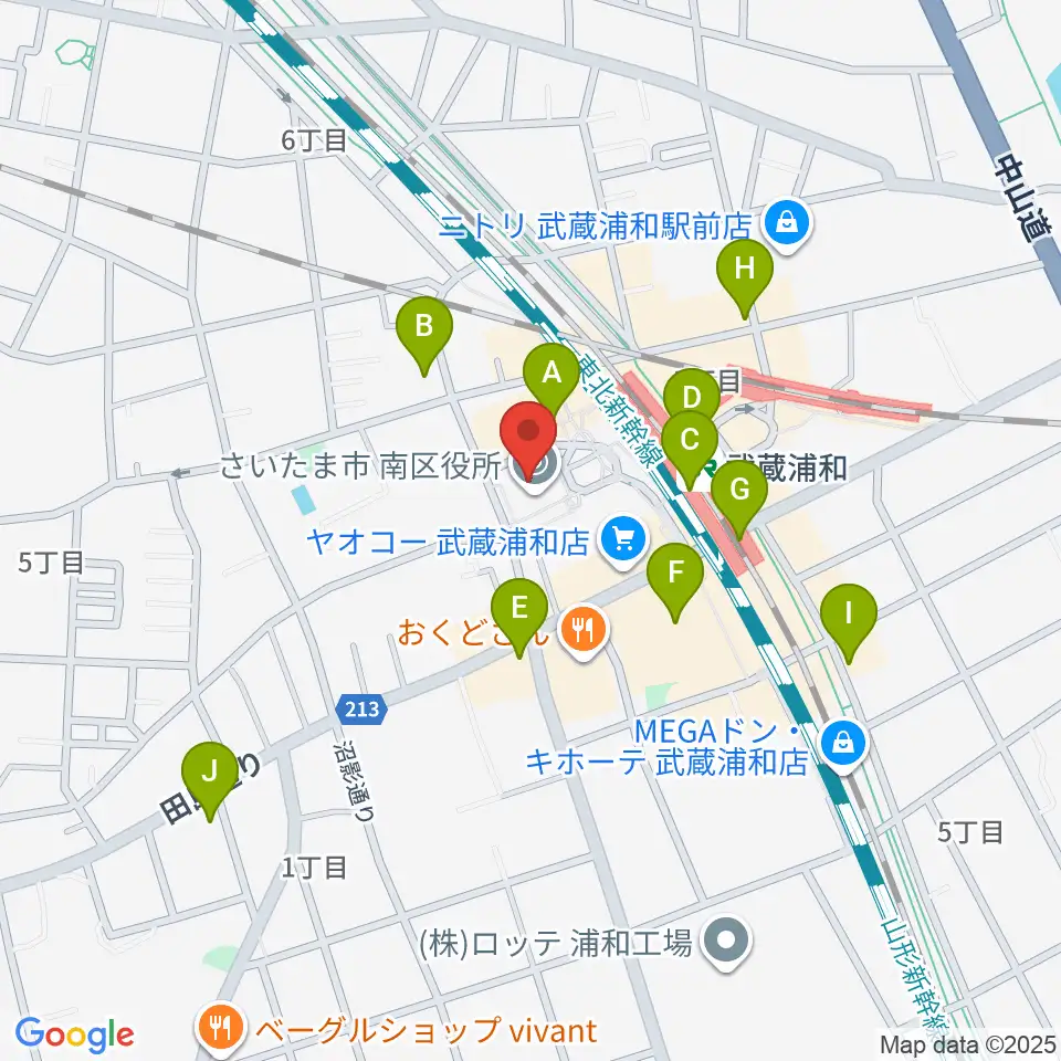 武蔵浦和コミュニティセンター周辺のコンビニエンスストア一覧地図