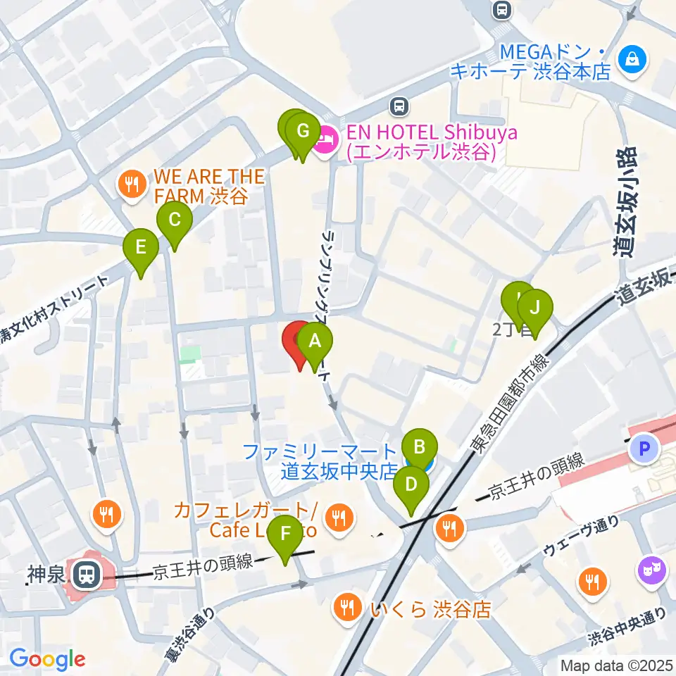 渋谷Spotify O-nest周辺のコンビニエンスストア一覧地図
