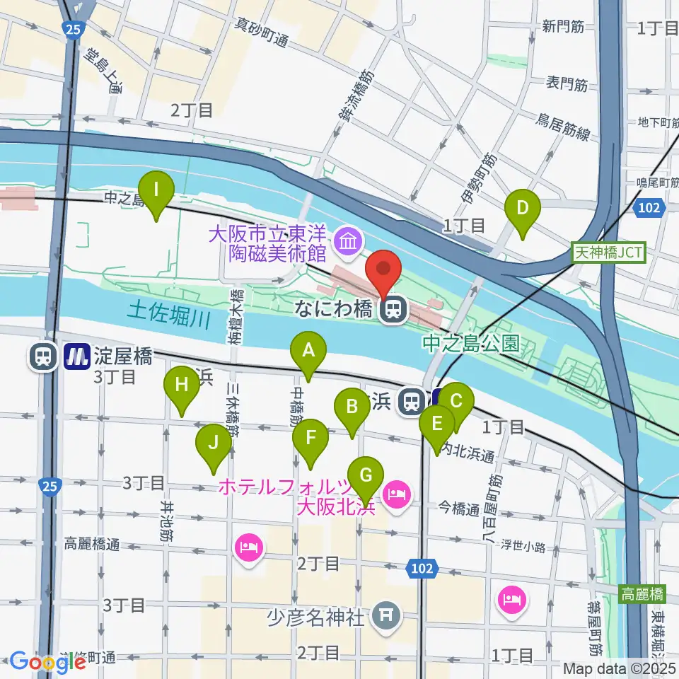 京阪電車なにわ橋駅 アートエリアB1周辺のコンビニエンスストア一覧地図