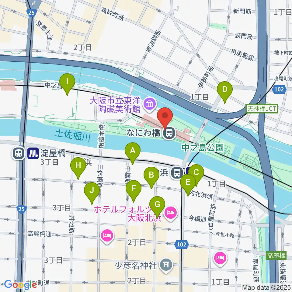 京阪電車なにわ橋駅 アートエリアB1周辺のコンビニエンスストア一覧地図