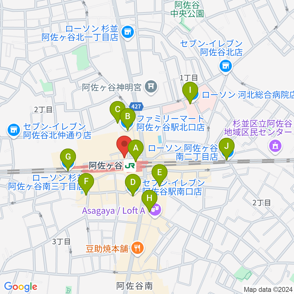 阿佐ヶ谷スタッカート周辺のコンビニエンスストア一覧地図