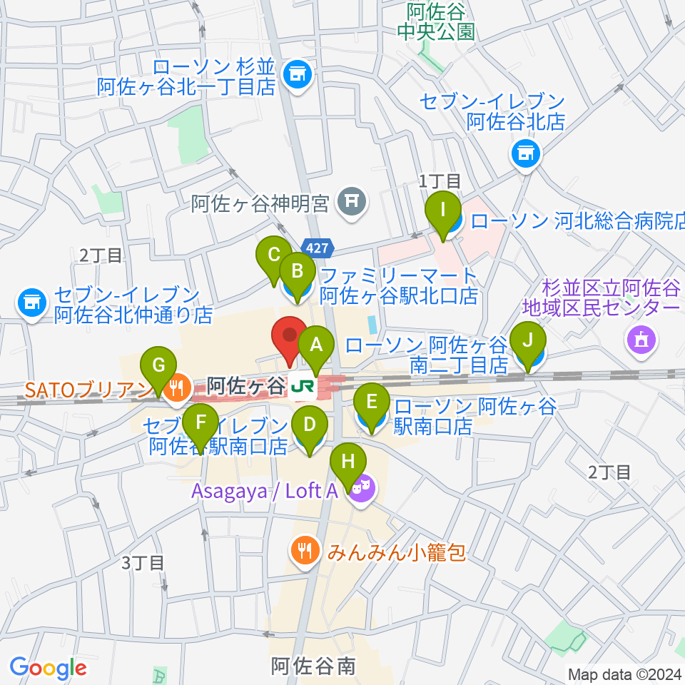 阿佐ヶ谷スタッカート周辺のコンビニエンスストア一覧地図