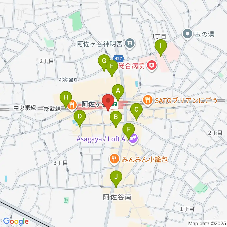 阿佐ヶ谷クラヴィーア周辺のコンビニエンスストア一覧地図