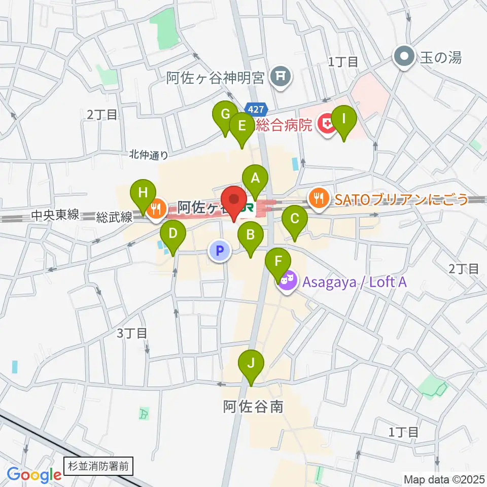 阿佐ヶ谷クラヴィーア周辺のコンビニエンスストア一覧地図