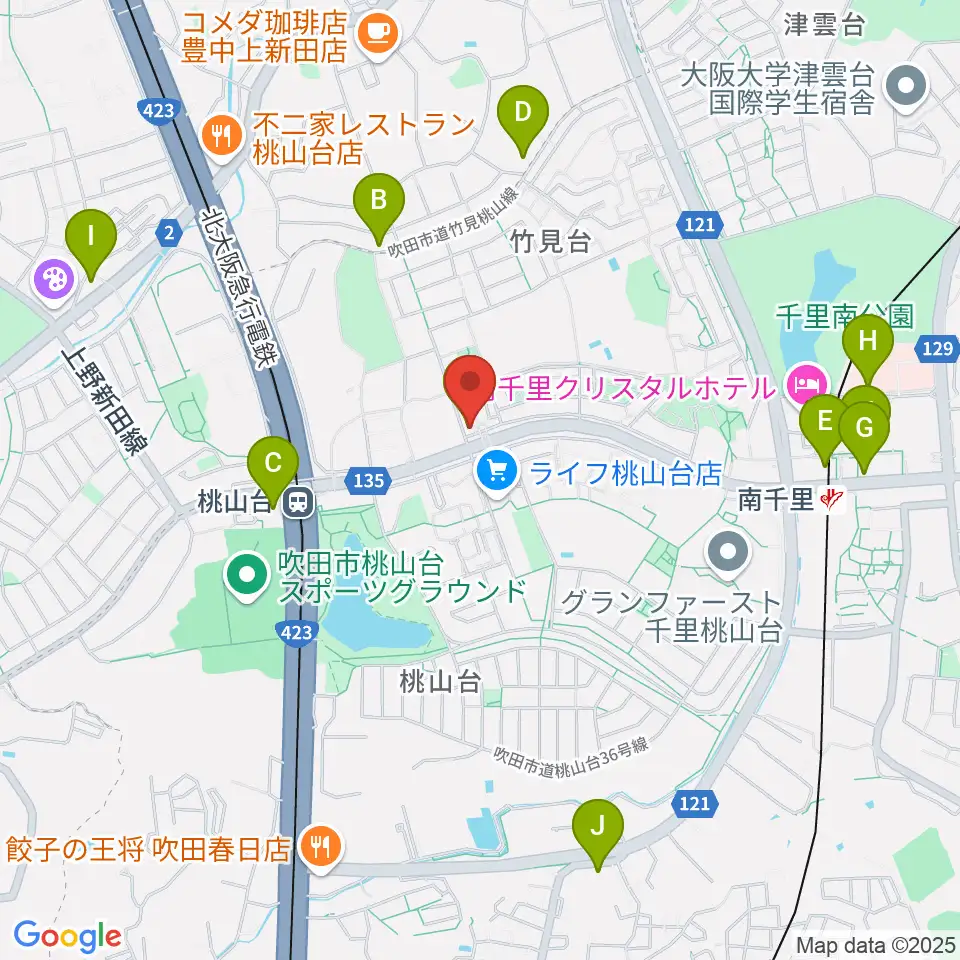 三木楽器 桃山台センター周辺のコンビニエンスストア一覧地図