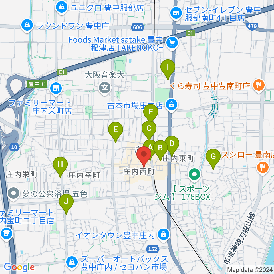 三木楽器 庄内センター周辺のコンビニエンスストア一覧地図