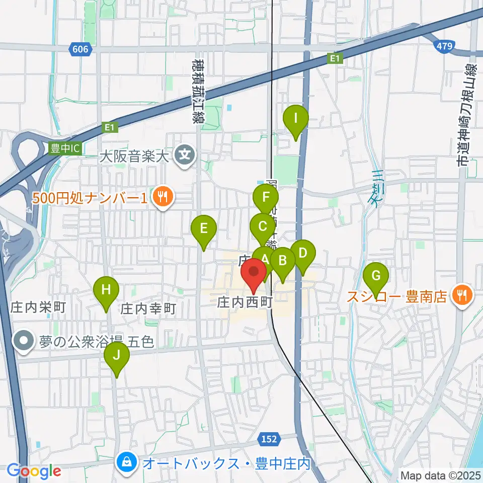 三木楽器 庄内センター周辺のコンビニエンスストア一覧地図