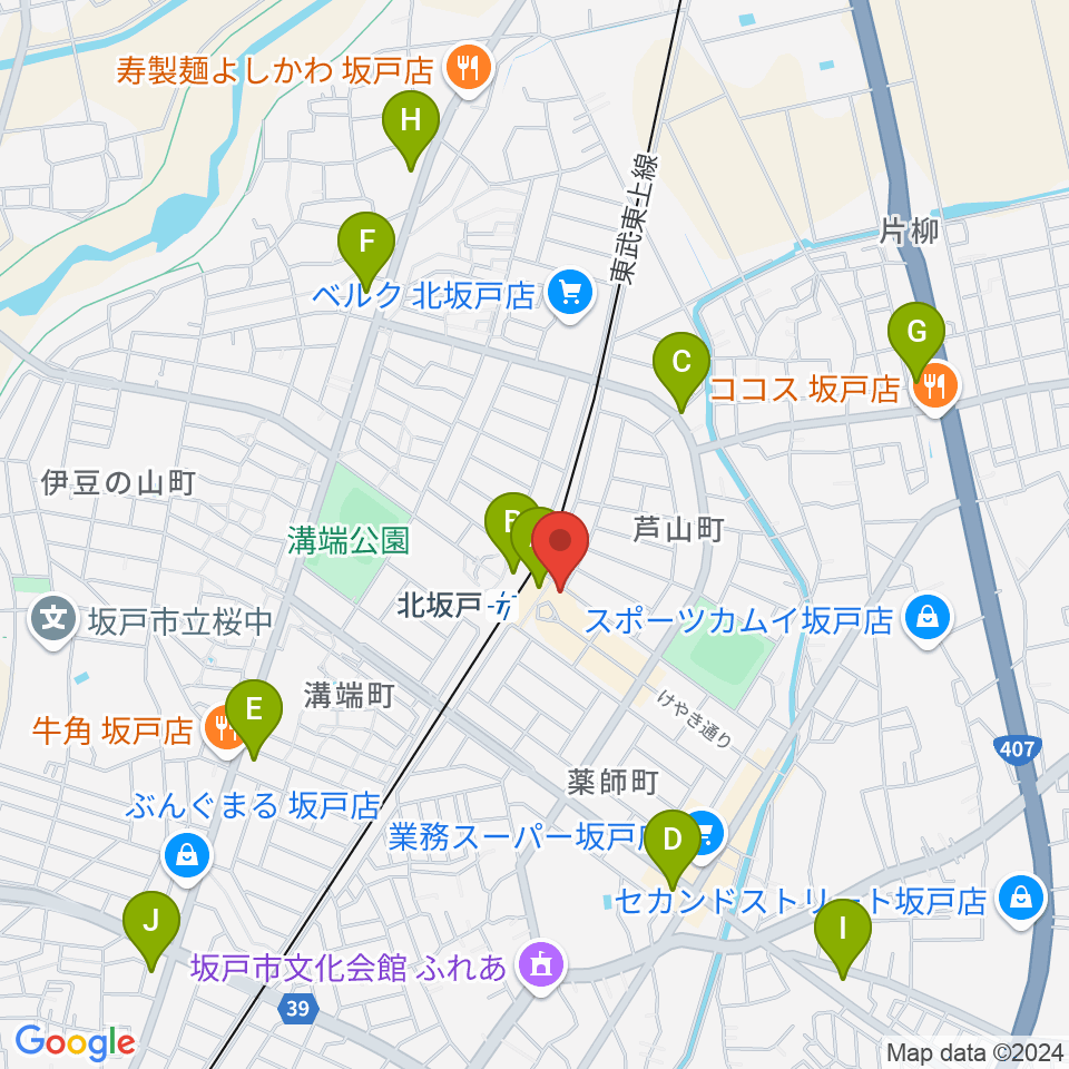 坂戸市文化施設オルモ周辺のコンビニエンスストア一覧地図