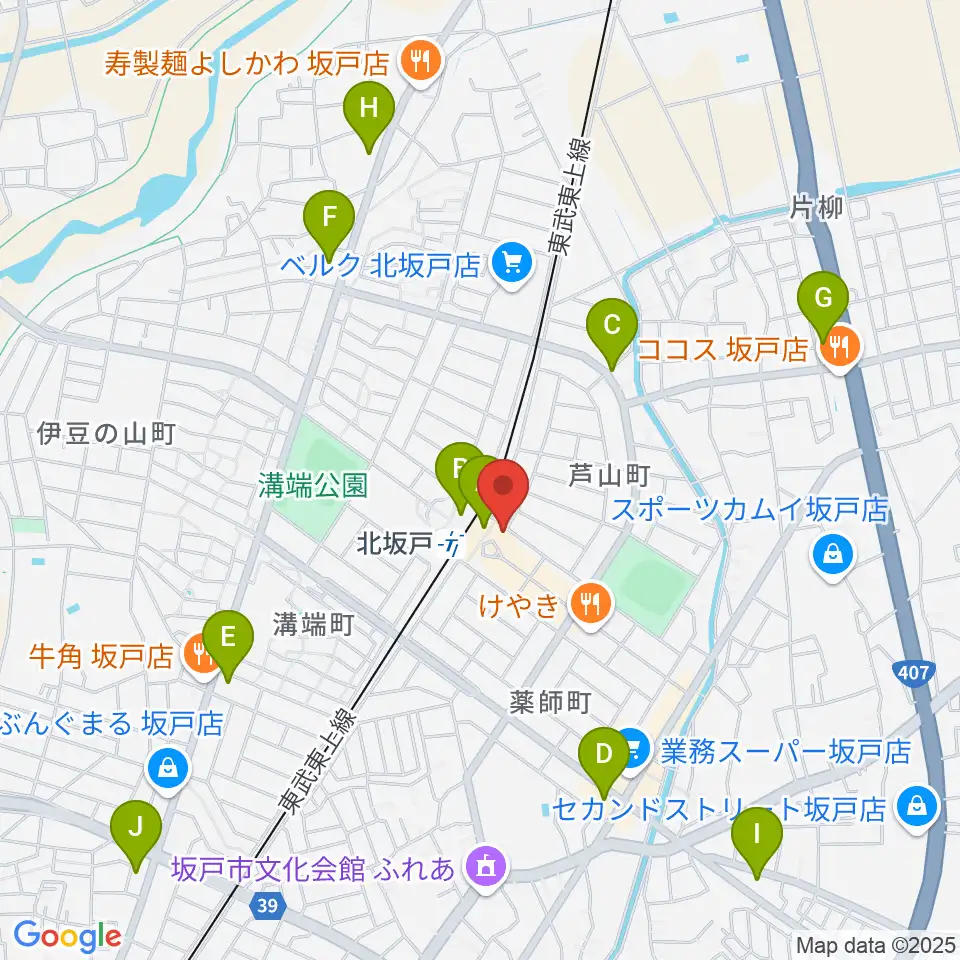 坂戸市文化施設オルモ周辺のコンビニエンスストア一覧地図