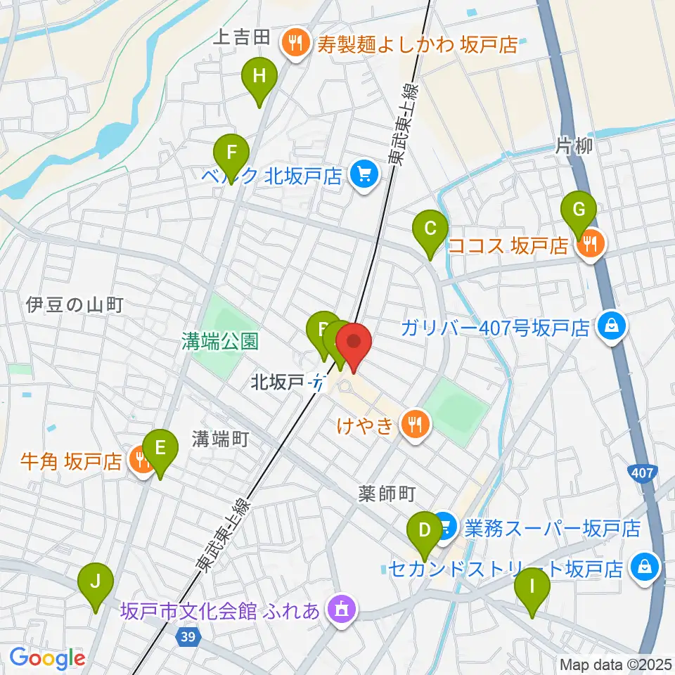 坂戸市文化施設オルモ周辺のコンビニエンスストア一覧地図