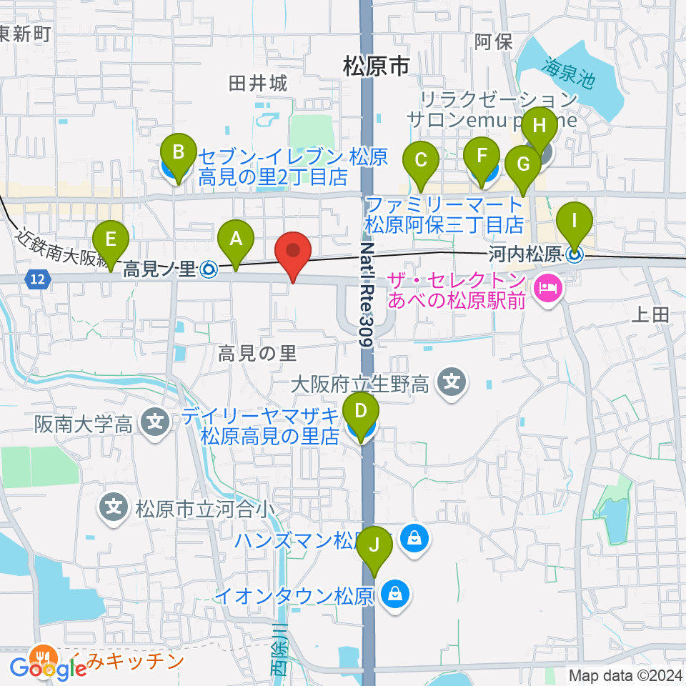 高見ノ里K's2周辺のコンビニエンスストア一覧地図