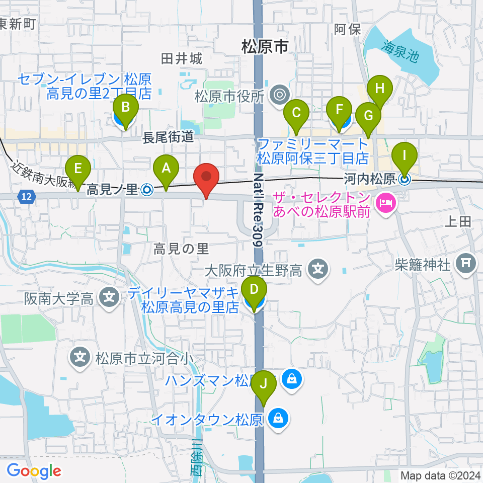 高見ノ里K's2周辺のコンビニエンスストア一覧地図