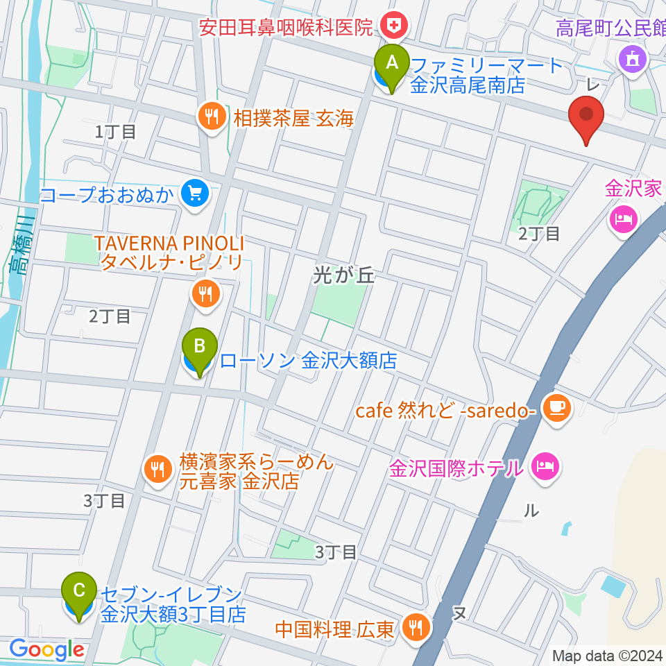 北村 箏・三弦教室周辺のコンビニエンスストア一覧地図