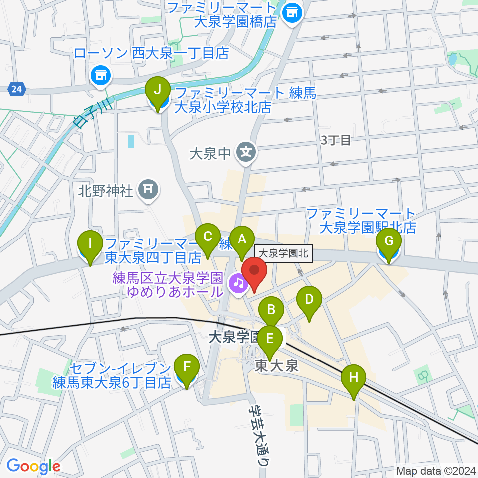 大泉学園アミズ・バー周辺のコンビニエンスストア一覧地図