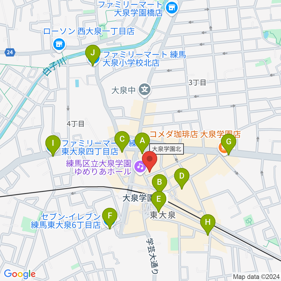 大泉学園アミズ・バー周辺のコンビニエンスストア一覧地図