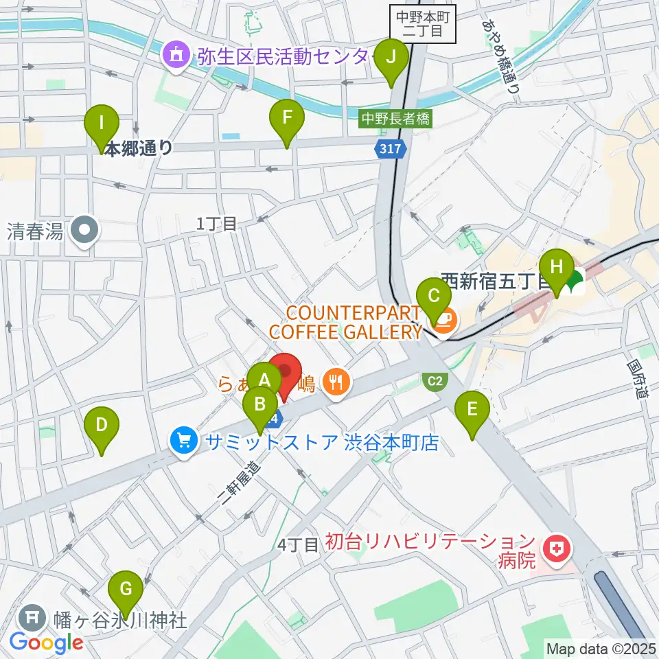 西新宿TOGI BAR周辺のコンビニエンスストア一覧地図