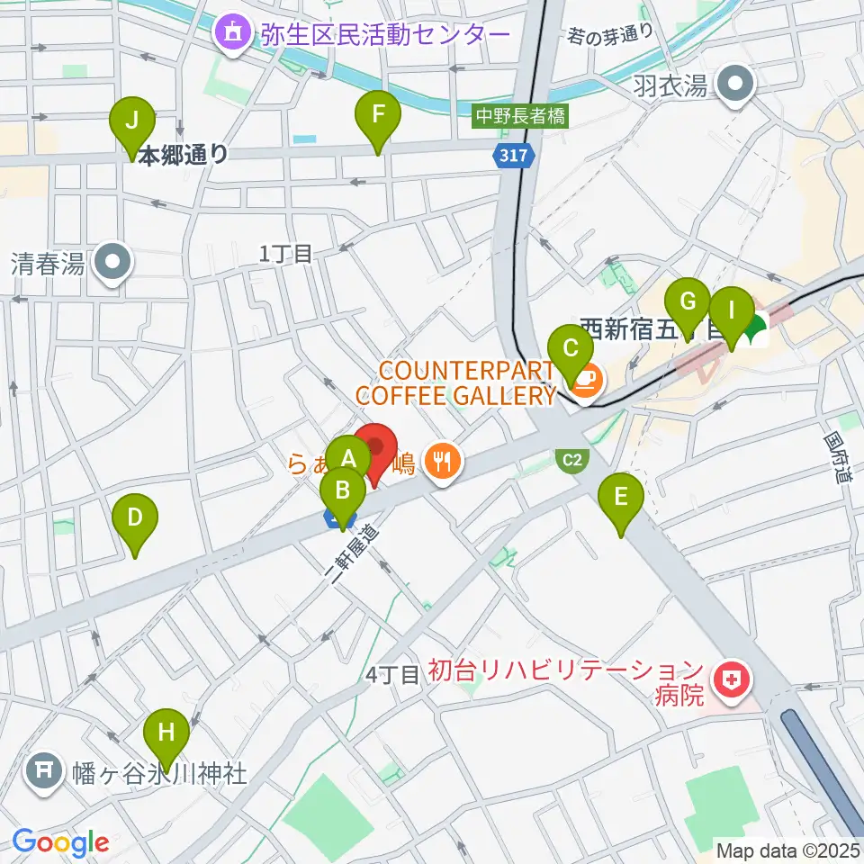 西新宿TOGI BAR周辺のコンビニエンスストア一覧地図