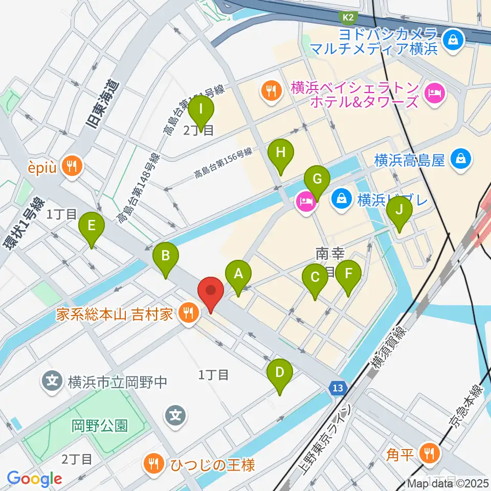 ベリーメリーミュージックスクール横浜校周辺のコンビニエンスストア一覧地図