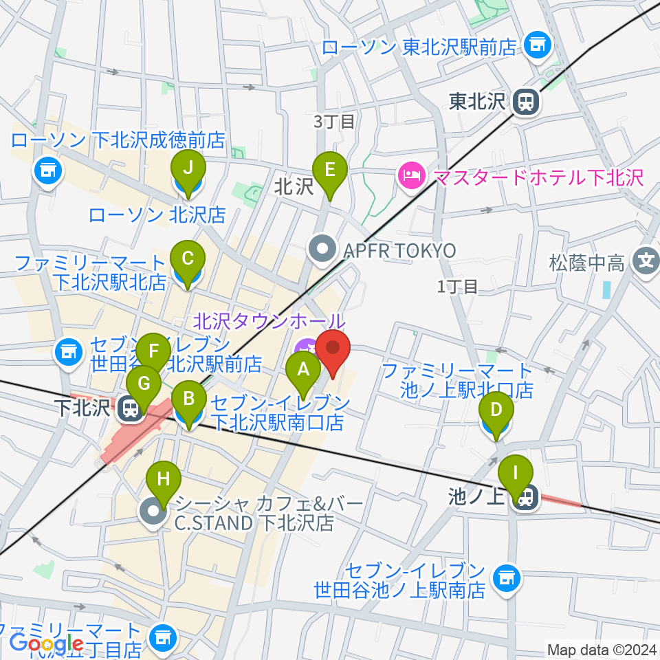 ディスクユニオン下北沢店周辺のコンビニエンスストア一覧地図