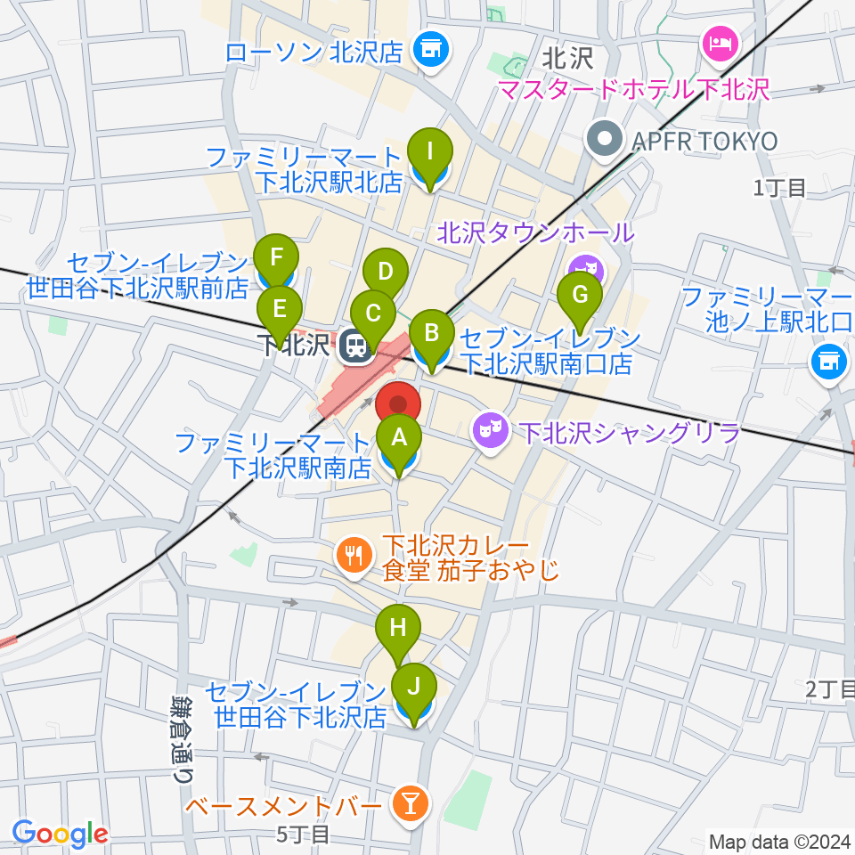 下北沢バラックブロックカフェ周辺のコンビニエンスストア一覧地図