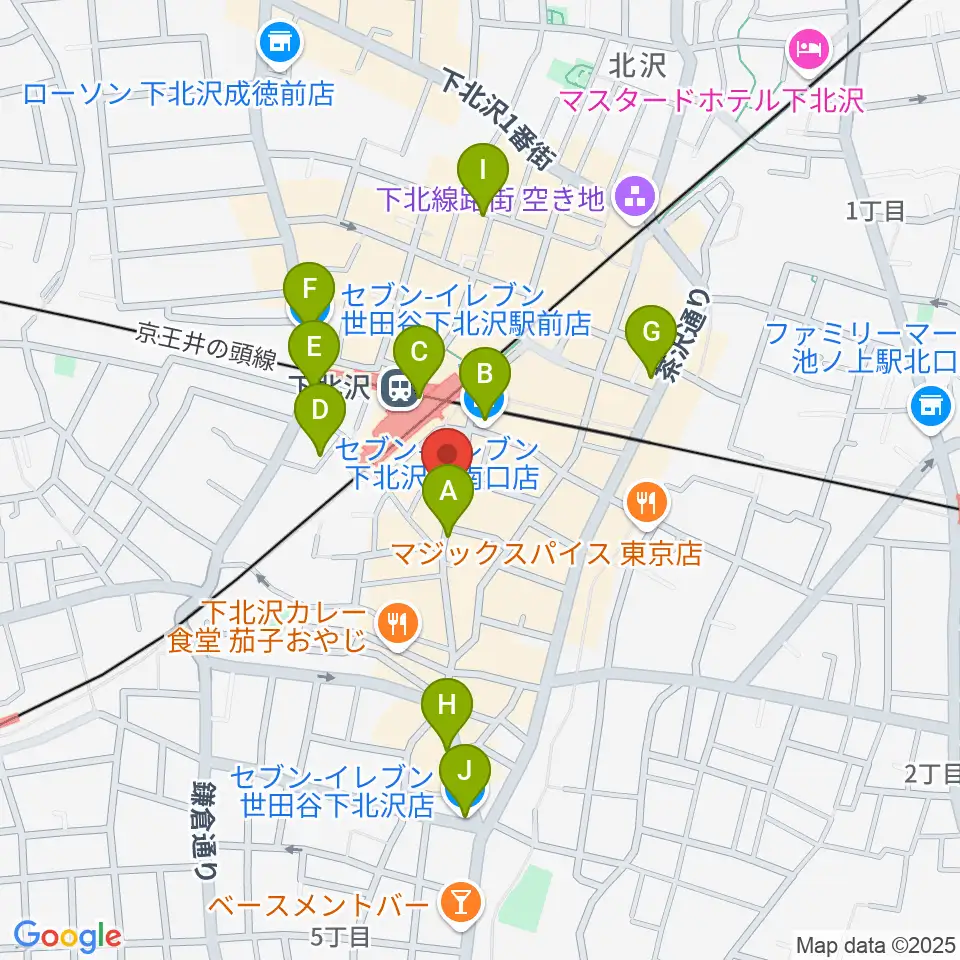 下北沢バラックブロックカフェ周辺のコンビニエンスストア一覧地図