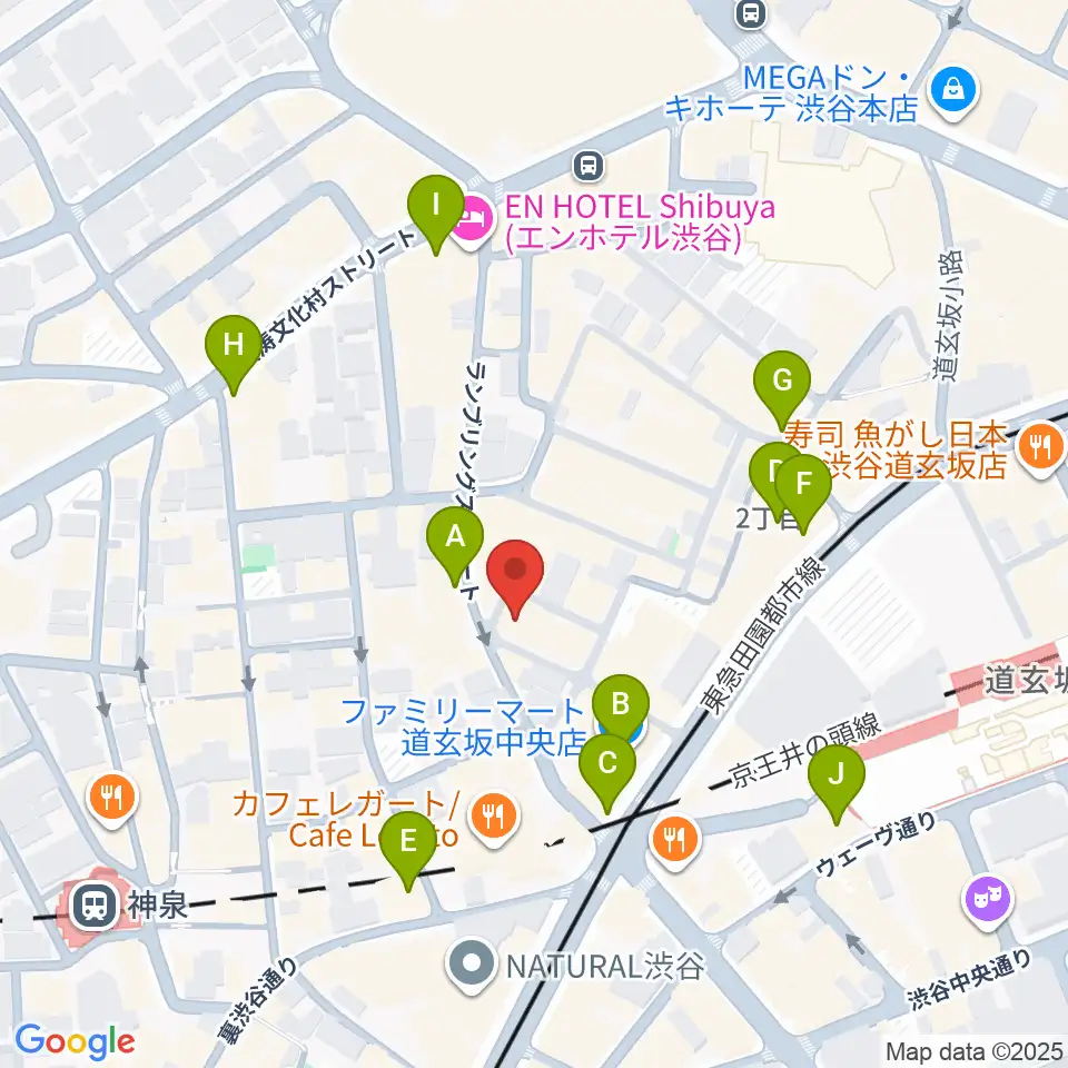 ゲートウェイスタジオ渋谷道玄坂店周辺のコンビニエンスストア一覧地図