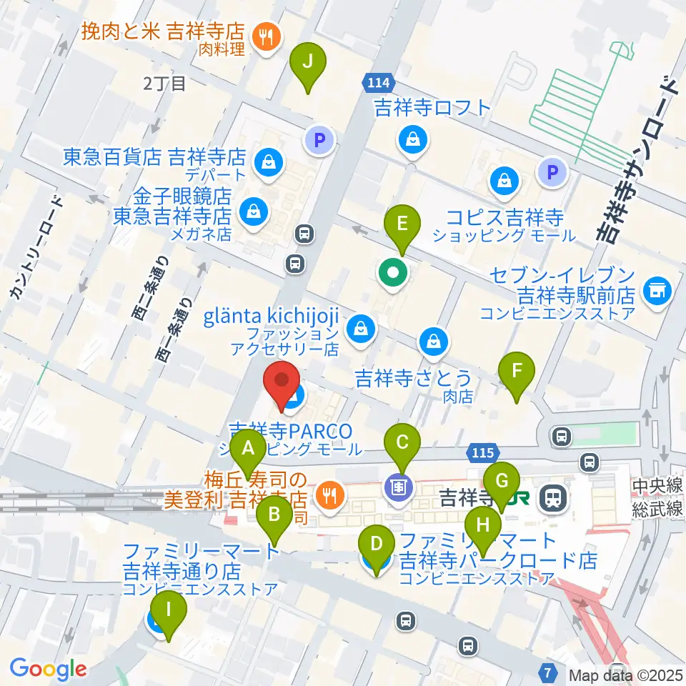 ディスクユニオン吉祥寺店周辺のコンビニエンスストア一覧地図