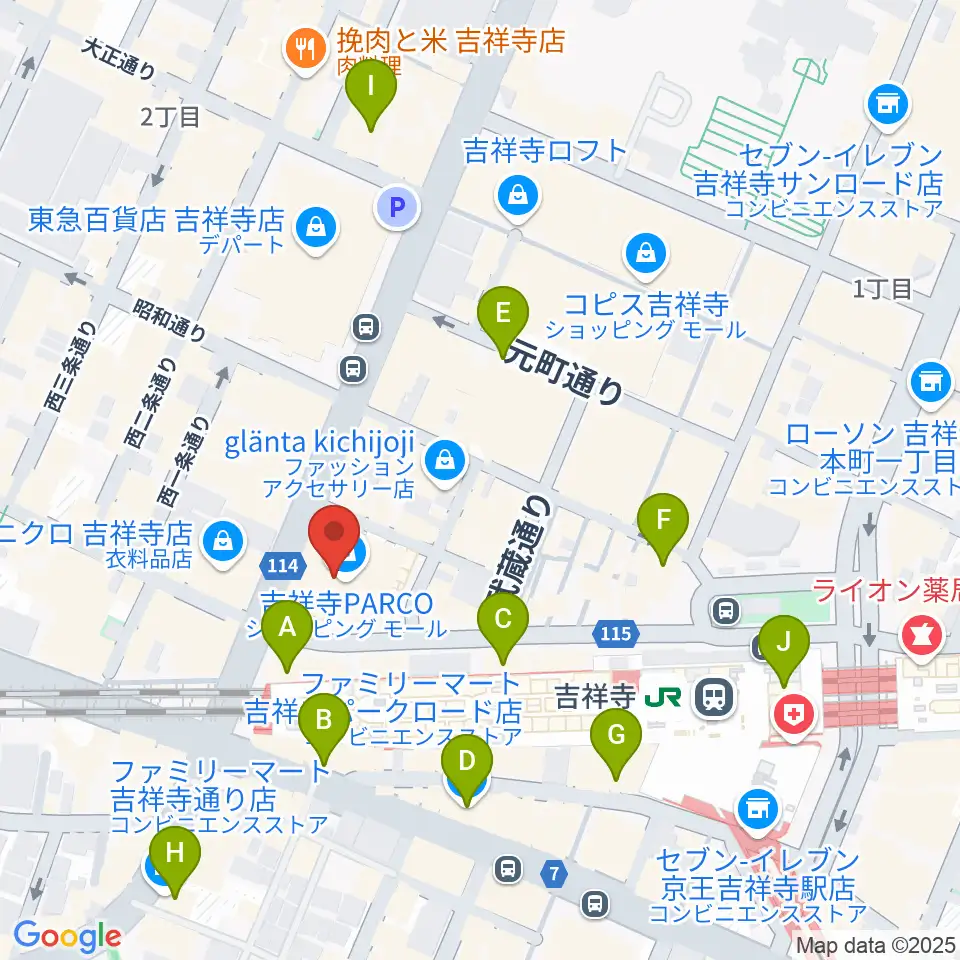 ディスクユニオン吉祥寺店周辺のコンビニエンスストア一覧地図