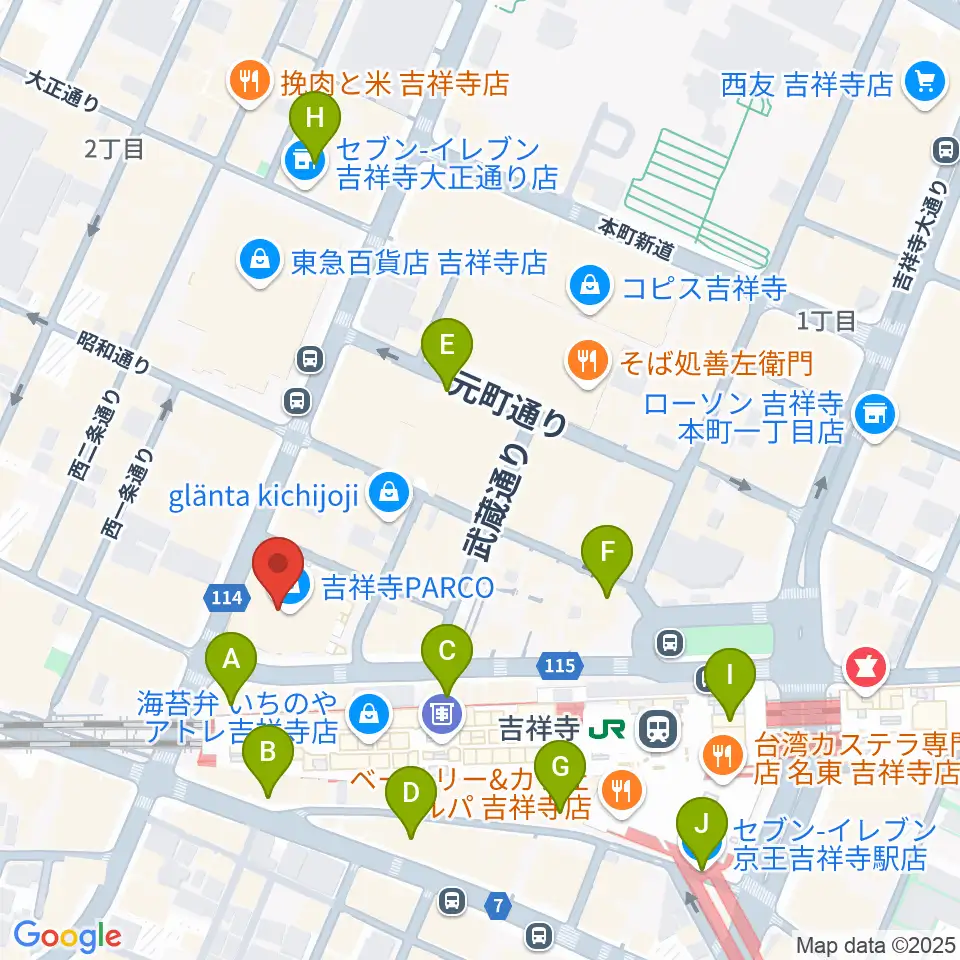 ディスクユニオン吉祥寺店周辺のコンビニエンスストア一覧地図