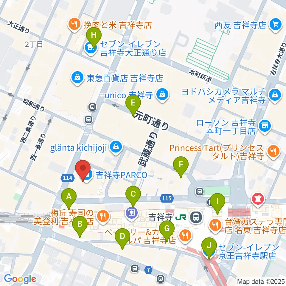 ディスクユニオン吉祥寺店周辺のコンビニエンスストア一覧地図