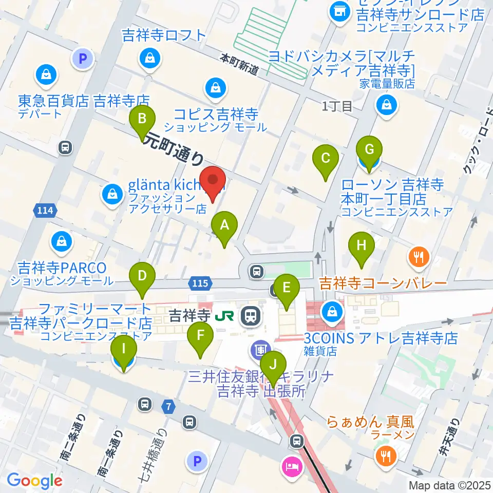 ディスクユニオン吉祥寺店周辺のコンビニエンスストア一覧地図