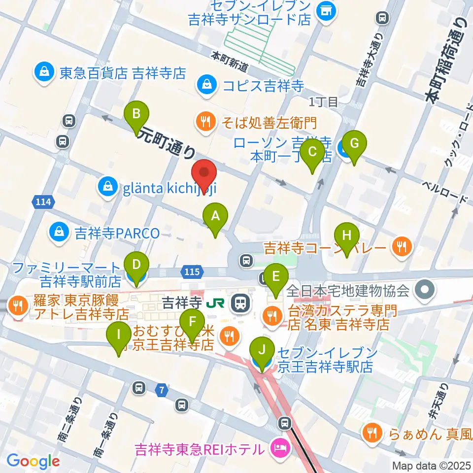 ディスクユニオン吉祥寺店周辺のコンビニエンスストア一覧地図