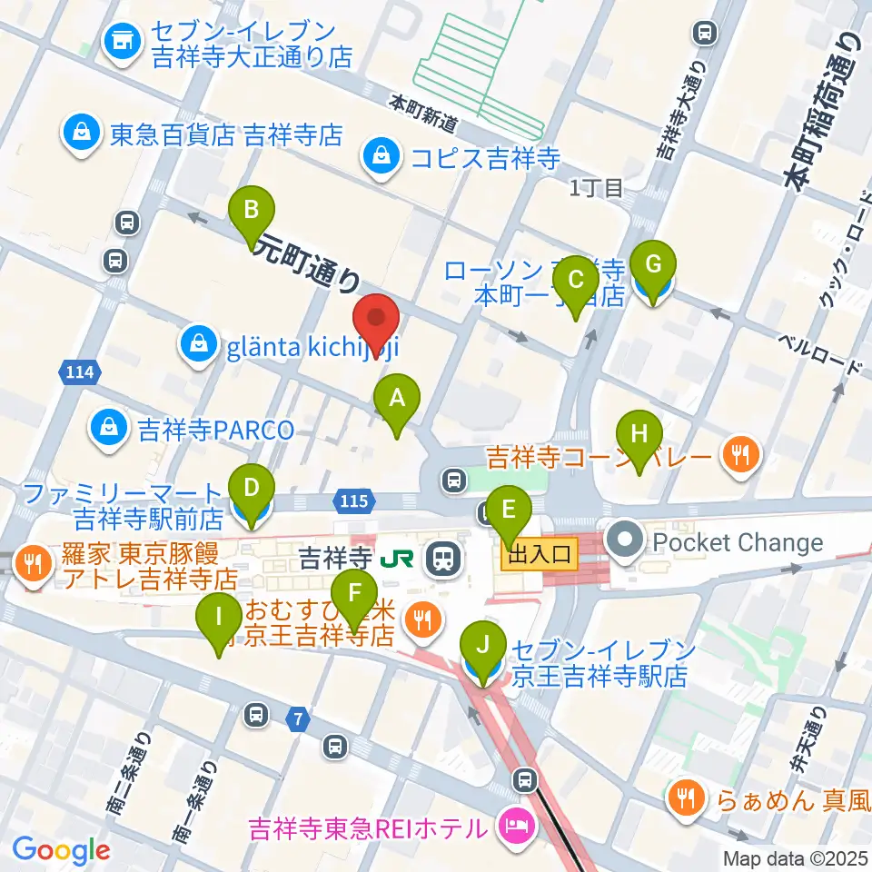 ディスクユニオン吉祥寺店周辺のコンビニエンスストア一覧地図
