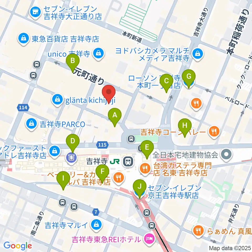 ディスクユニオン吉祥寺店周辺のコンビニエンスストア一覧地図