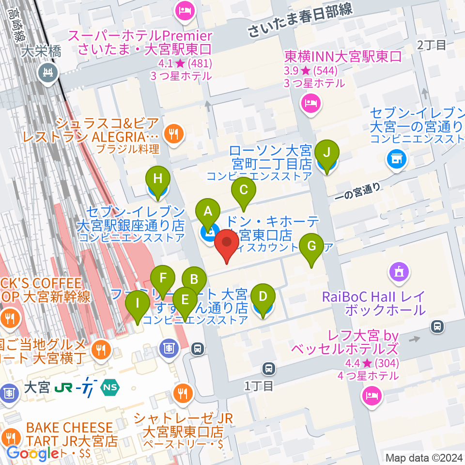 大宮ラクーンよしもと劇場周辺のコンビニエンスストア一覧地図