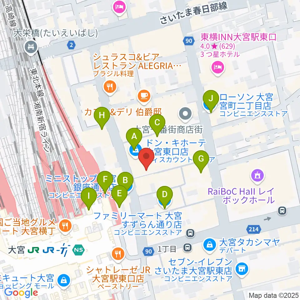 大宮ラクーンよしもと劇場周辺のコンビニエンスストア一覧地図