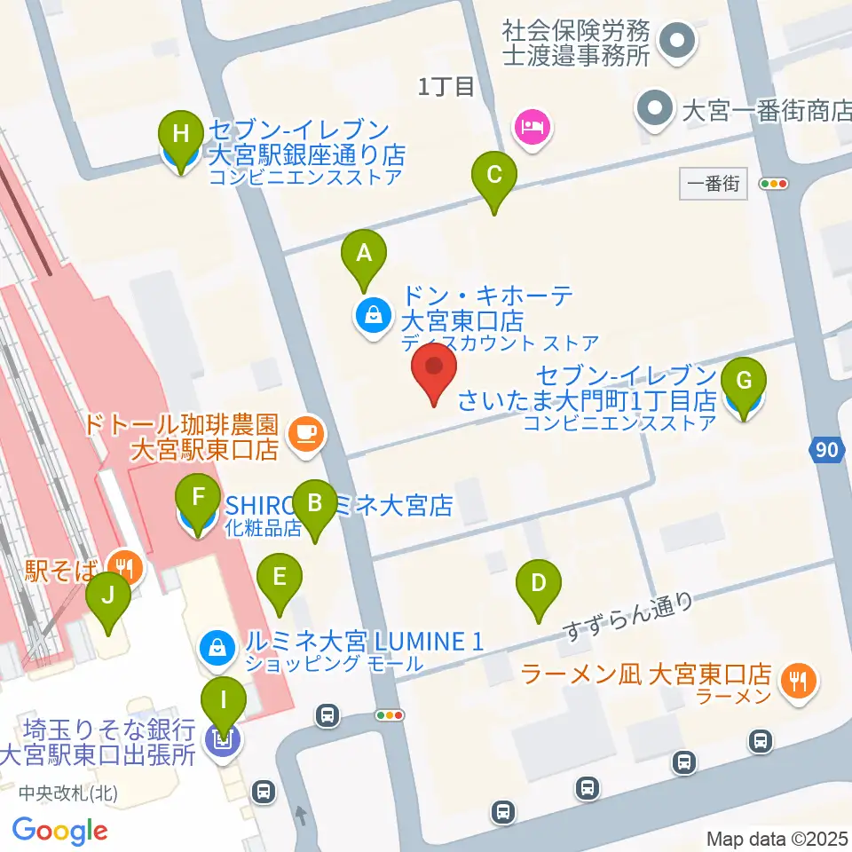 大宮ラクーンよしもと劇場周辺のコンビニエンスストア一覧地図