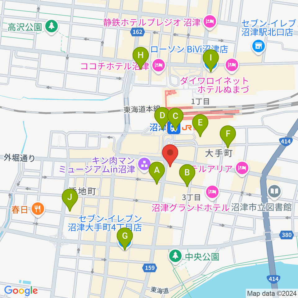 沼津ラクーンよしもと劇場周辺のコンビニエンスストア一覧地図