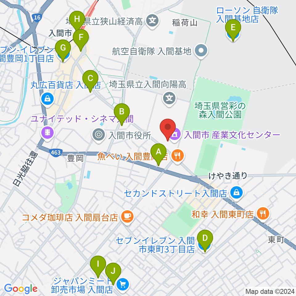 入間市産業文化センター周辺のコンビニエンスストア一覧地図