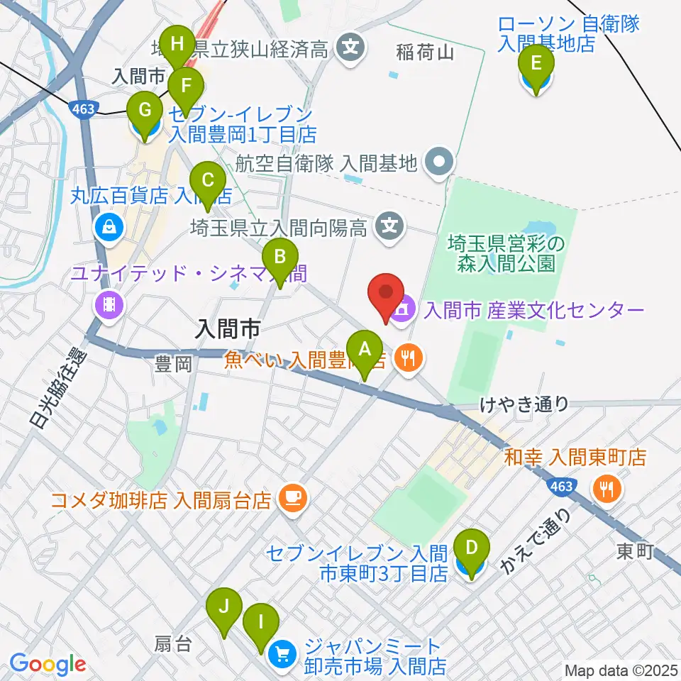 入間市産業文化センター周辺のコンビニエンスストア一覧地図