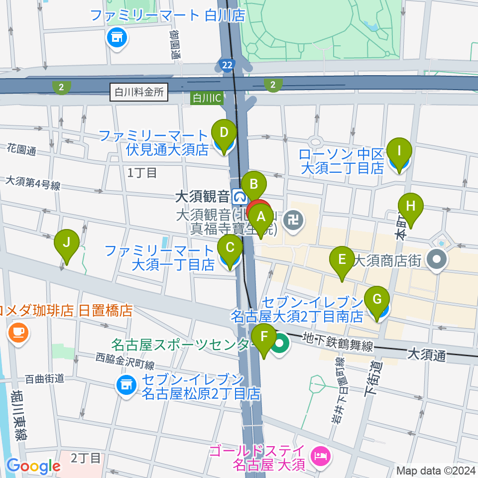 アンリミッツ大須周辺のコンビニエンスストア一覧地図