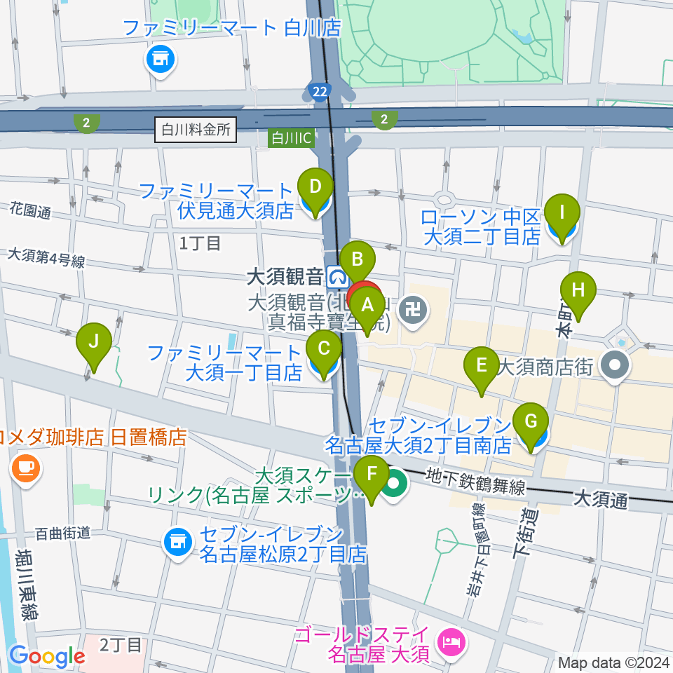 アンリミッツ大須周辺のコンビニエンスストア一覧地図