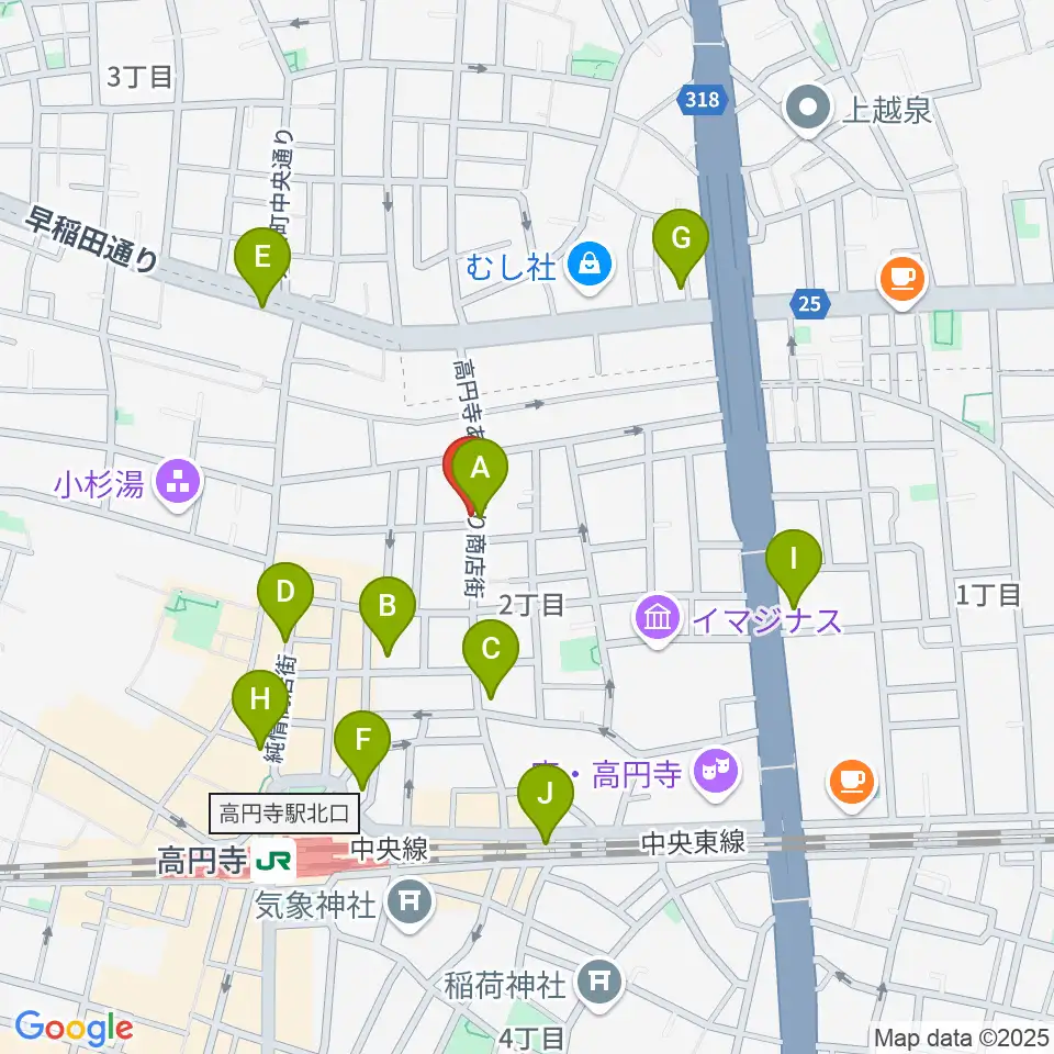 高円寺ヨーロピアンパパ周辺のコンビニエンスストア一覧地図