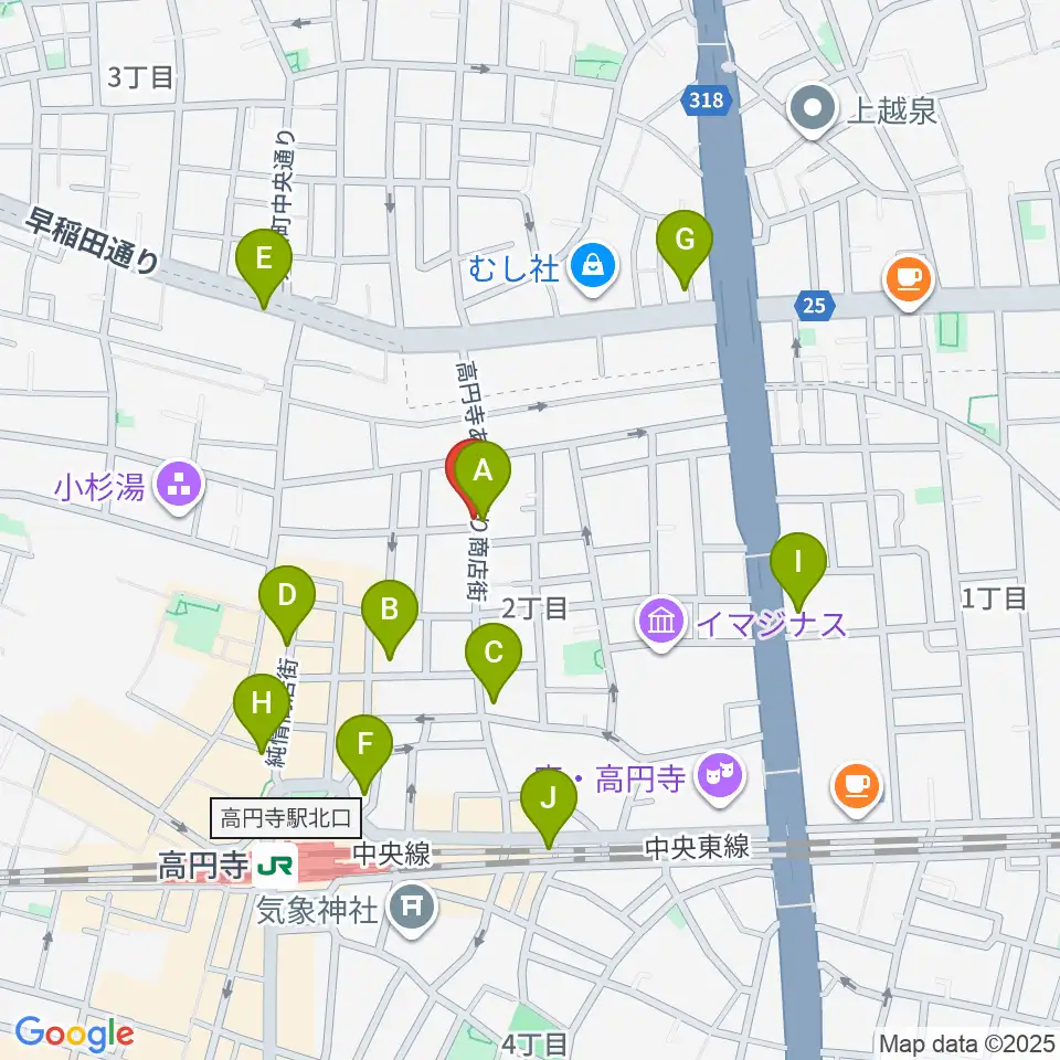 高円寺ヨーロピアンパパ周辺のコンビニエンスストア一覧地図