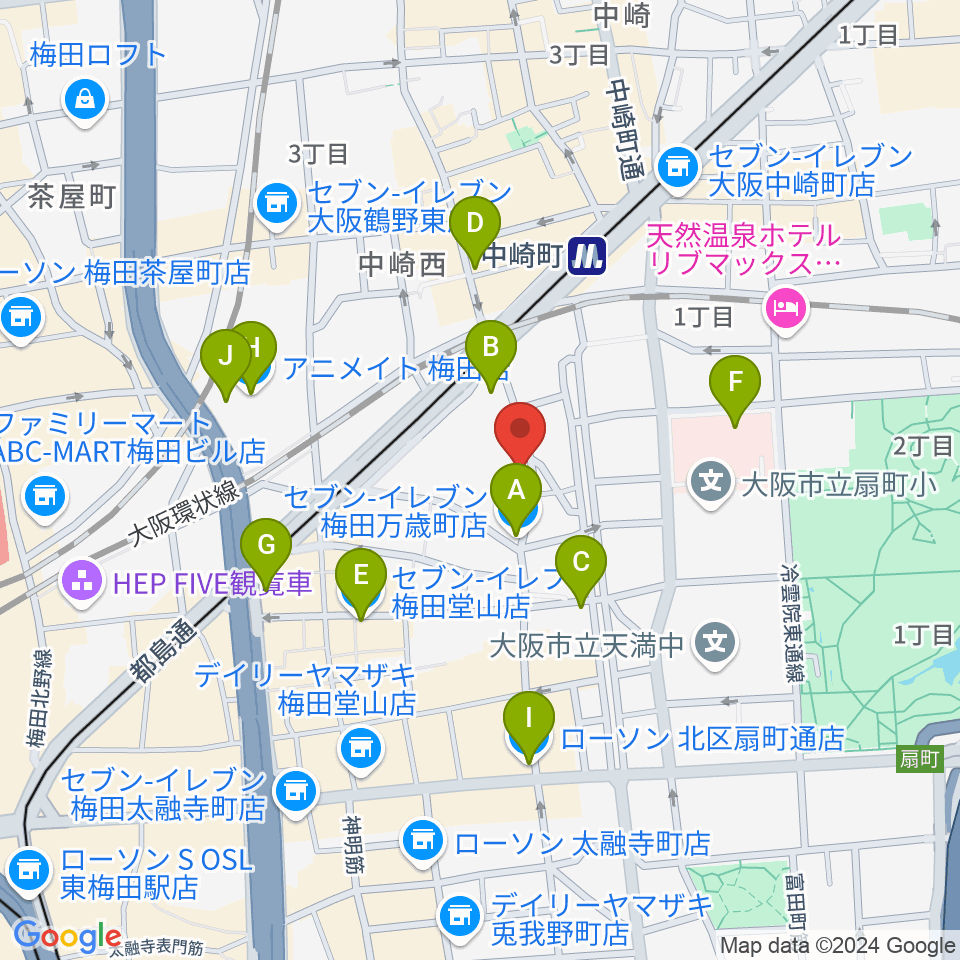 バンブーミュージック周辺のコンビニエンスストア一覧地図