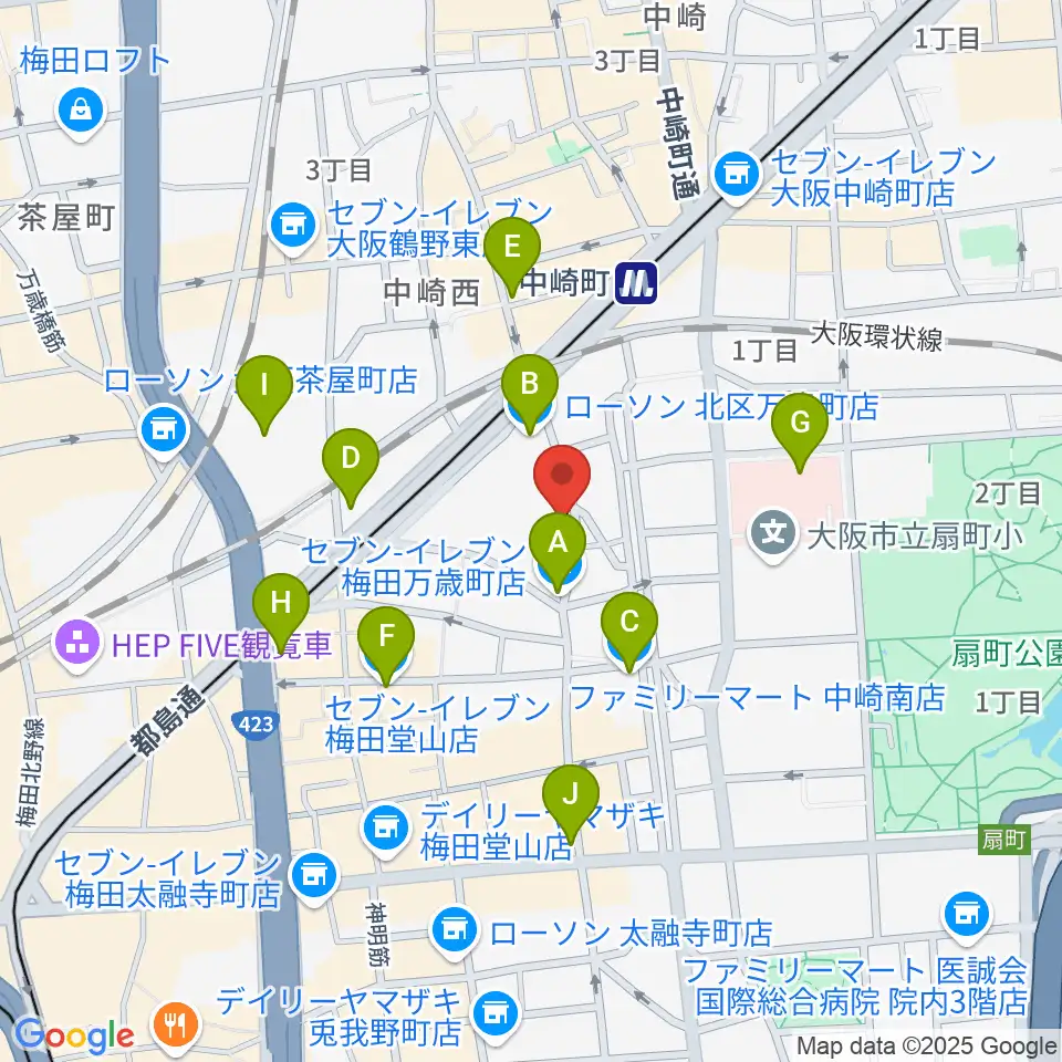 バンブーミュージック周辺のコンビニエンスストア一覧地図