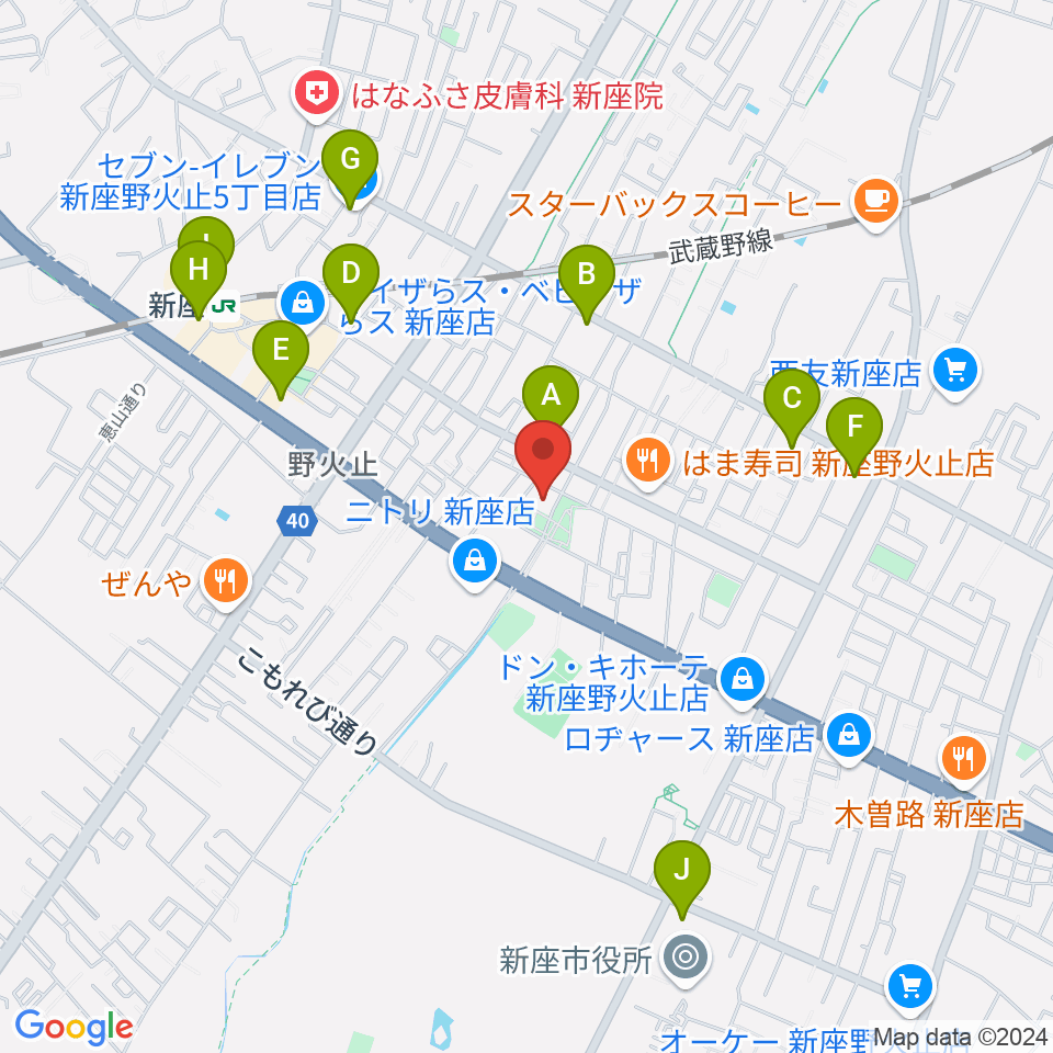 ふるさと新座館ホール周辺のコンビニエンスストア一覧地図